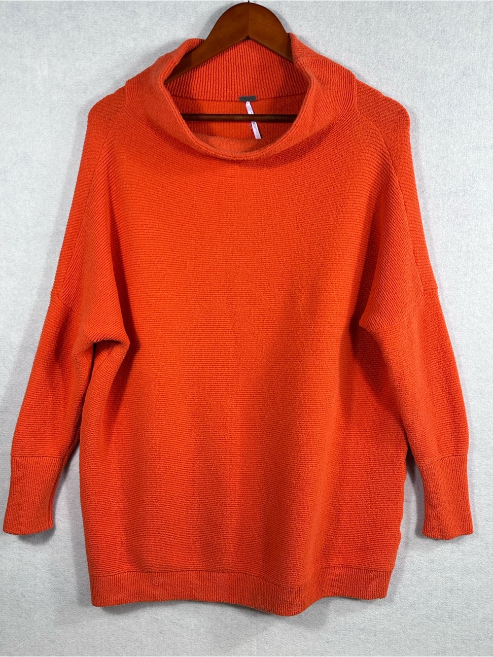 Free People Orange Cowl Neck Tunic Sweater Small Cotton Blend Oversized
